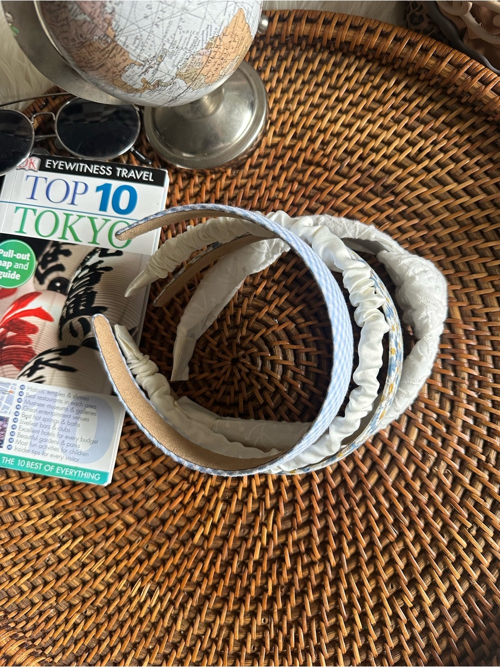 Blue White Yellow Fabric Headband 4 Lot Set